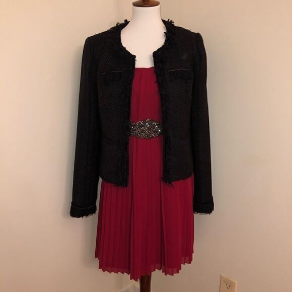 Love 21 | Cranberry Red Accordion Pleated Dress - Picture 4 of 6